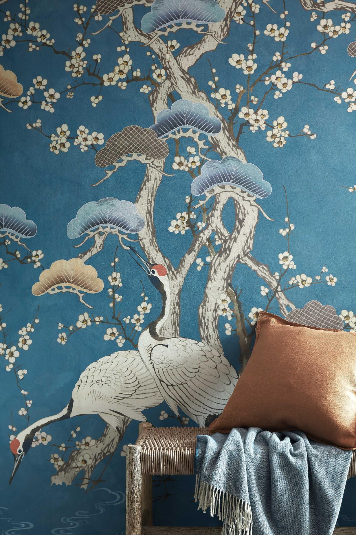2311-174-01 Kyoto Blossom Mural Prussian Blue